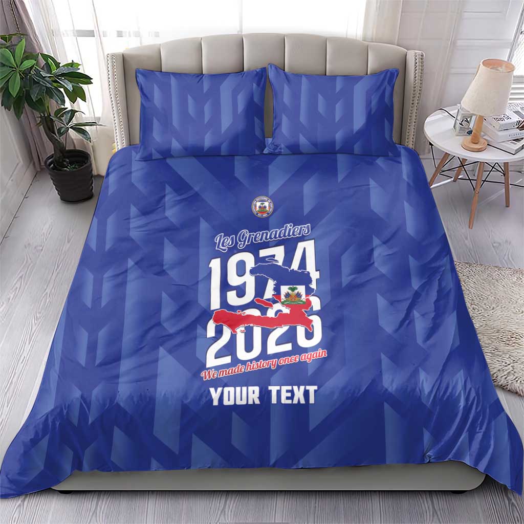 Personalized Afro Haiti Football Bedding Set Les Grenadiers Made History Once Again Blue Color - African Pride