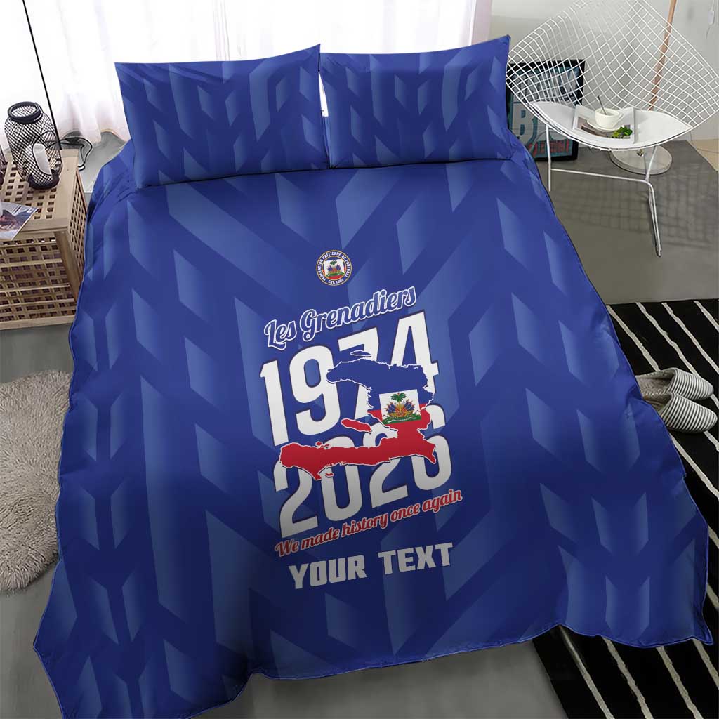 Personalized Afro Haiti Football Bedding Set Les Grenadiers Made History Once Again Blue Color - African Pride
