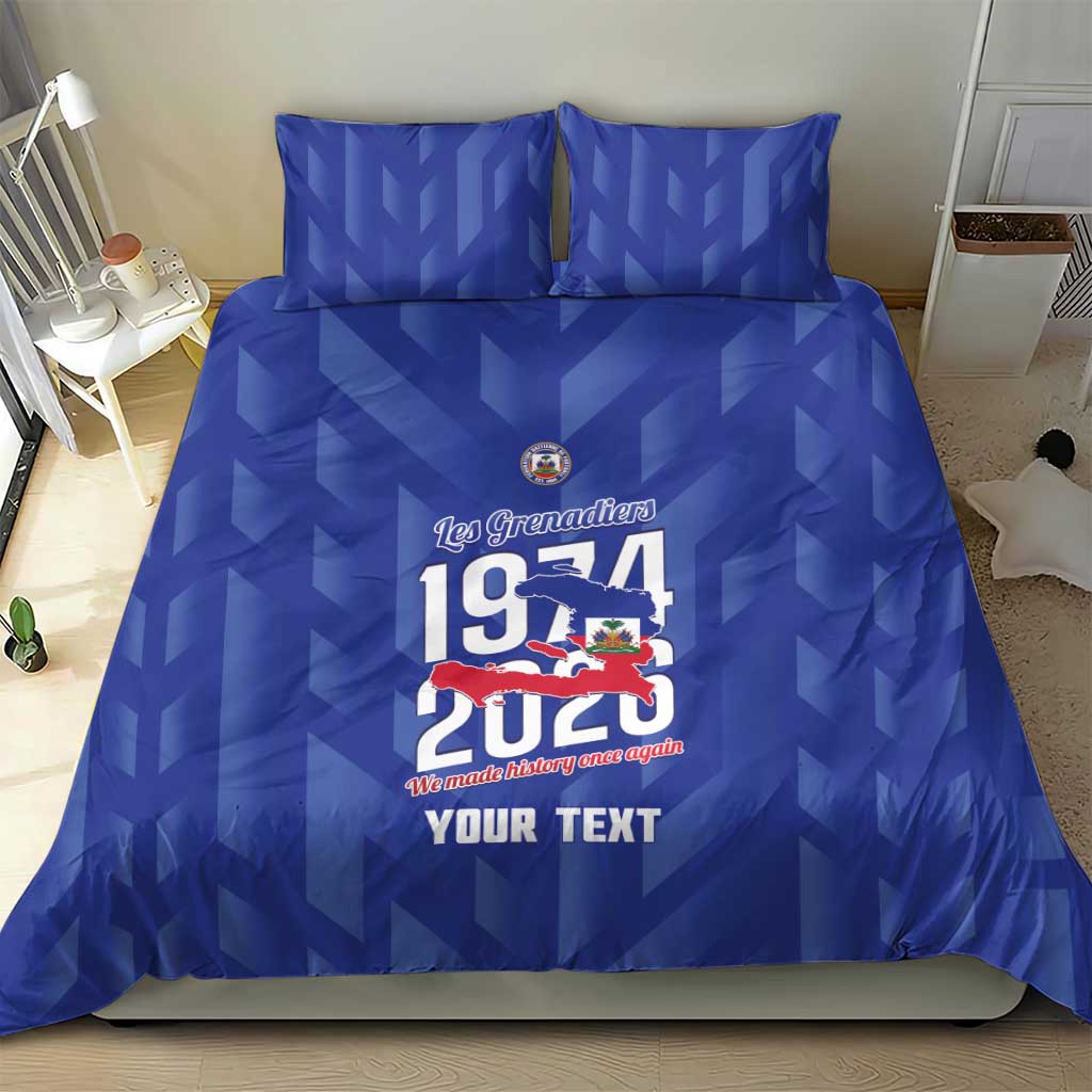 Personalized Afro Haiti Football Bedding Set Les Grenadiers Made History Once Again Blue Color - African Pride