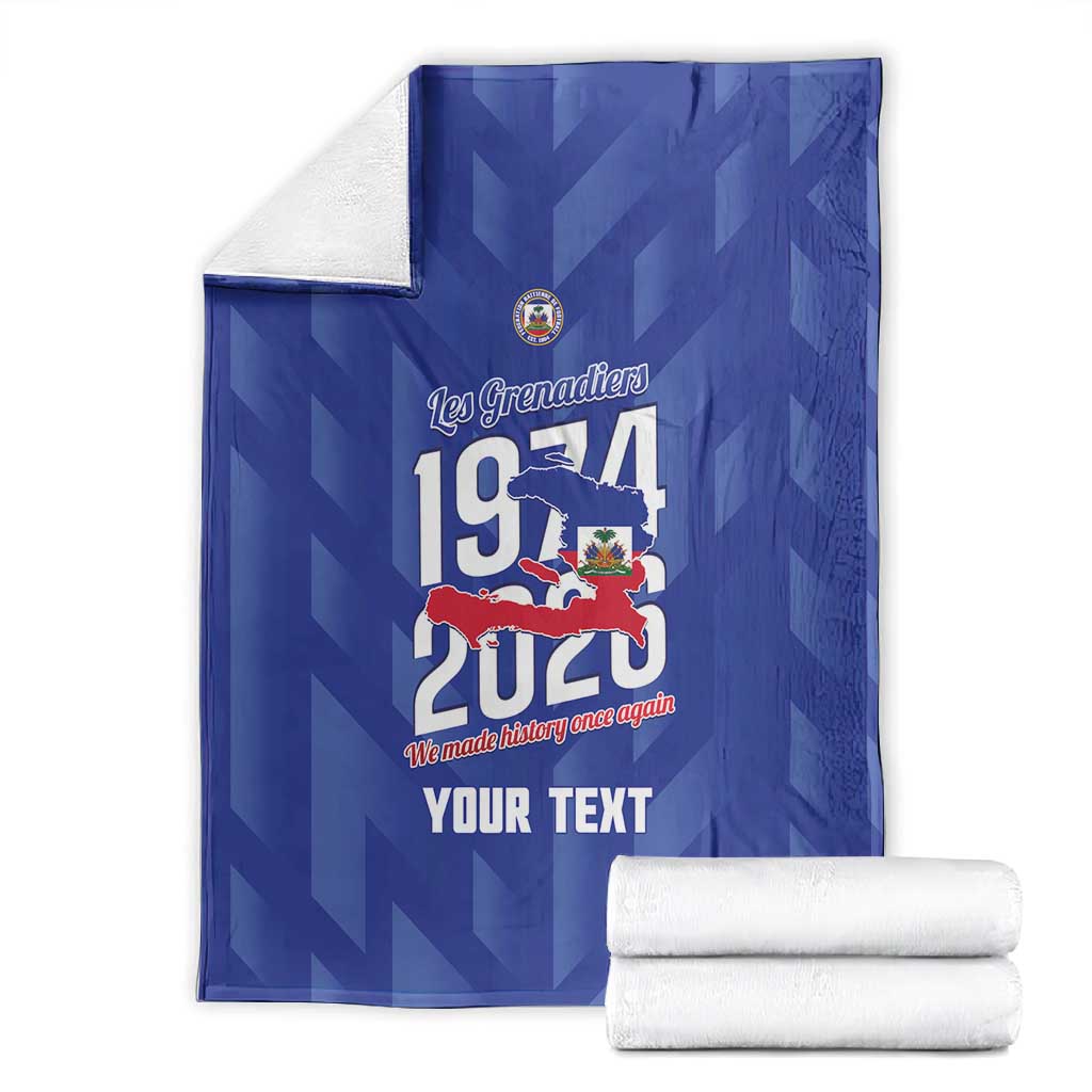 Personalized Afro Haiti Football Blanket Les Grenadiers Made History Once Again Blue Color - African Pride