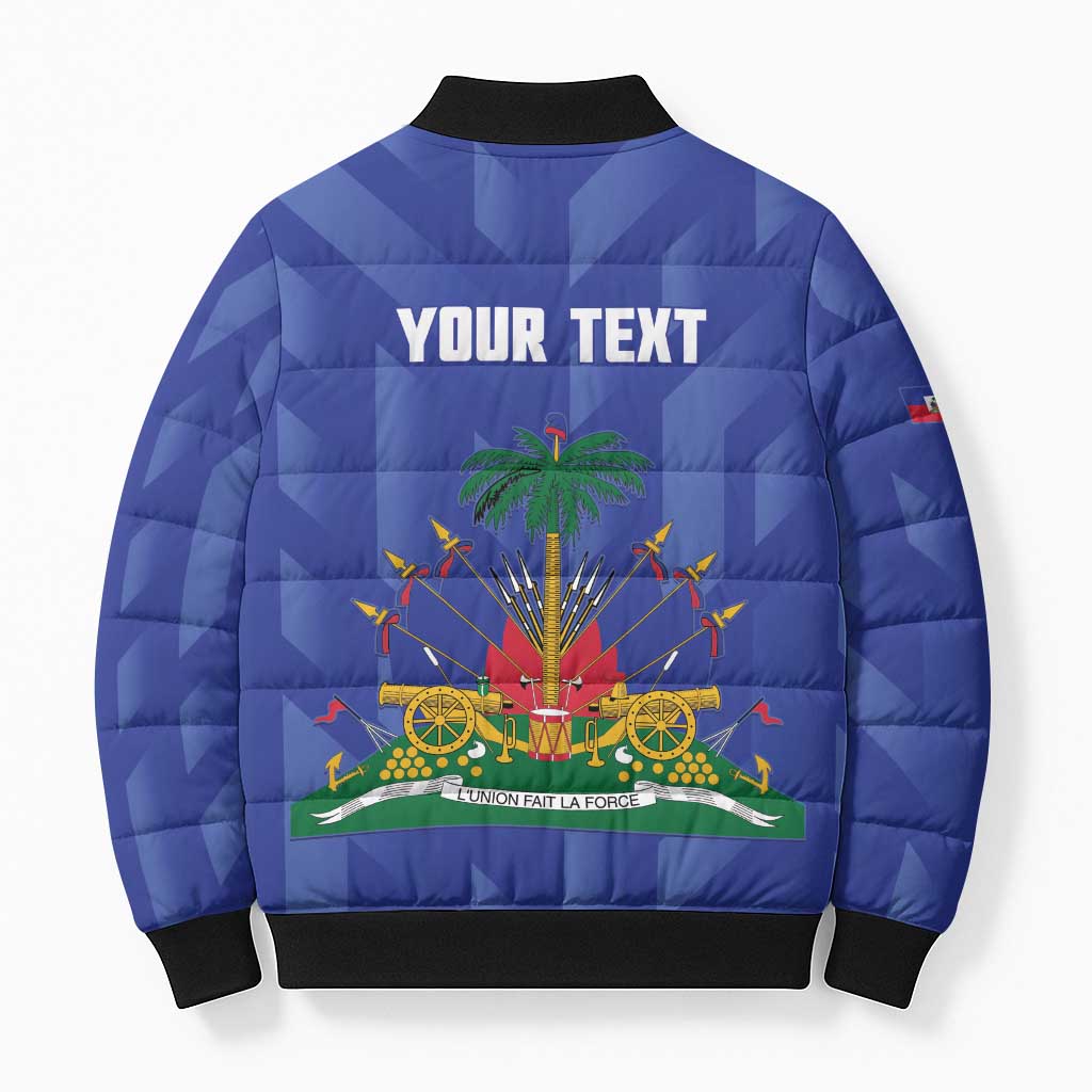 Personalized Haiti Football Bomber Puffer Jacket Les Grenadiers Made History Once Again Blue Color