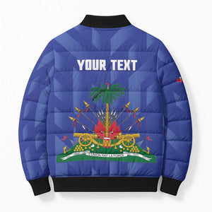 Personalized Haiti Football Bomber Puffer Jacket Les Grenadiers Made History Once Again Blue Color