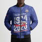 Personalized Haiti Football Bomber Puffer Jacket Les Grenadiers Made History Once Again Blue Color