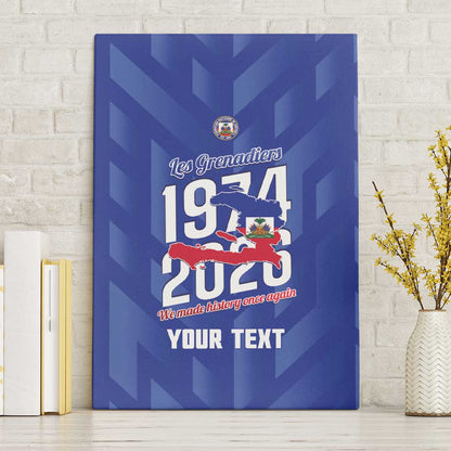 Personalized Afro Haiti Football Canvas Wall Art Les Grenadiers Made History Once Again Blue Color - African Pride