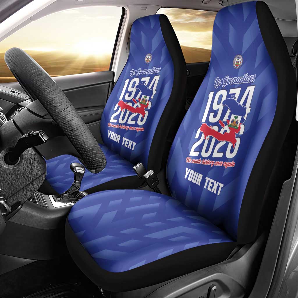Personalized Afro Haiti Football Car Seat Cover Les Grenadiers Made History Once Again Blue Color - African Pride