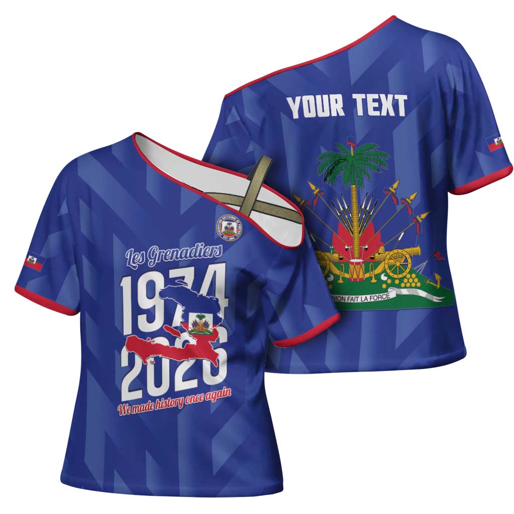 Personalized Haiti Football Cross Shoulder Shirt Les Grenadiers Made History Once Again Blue Color