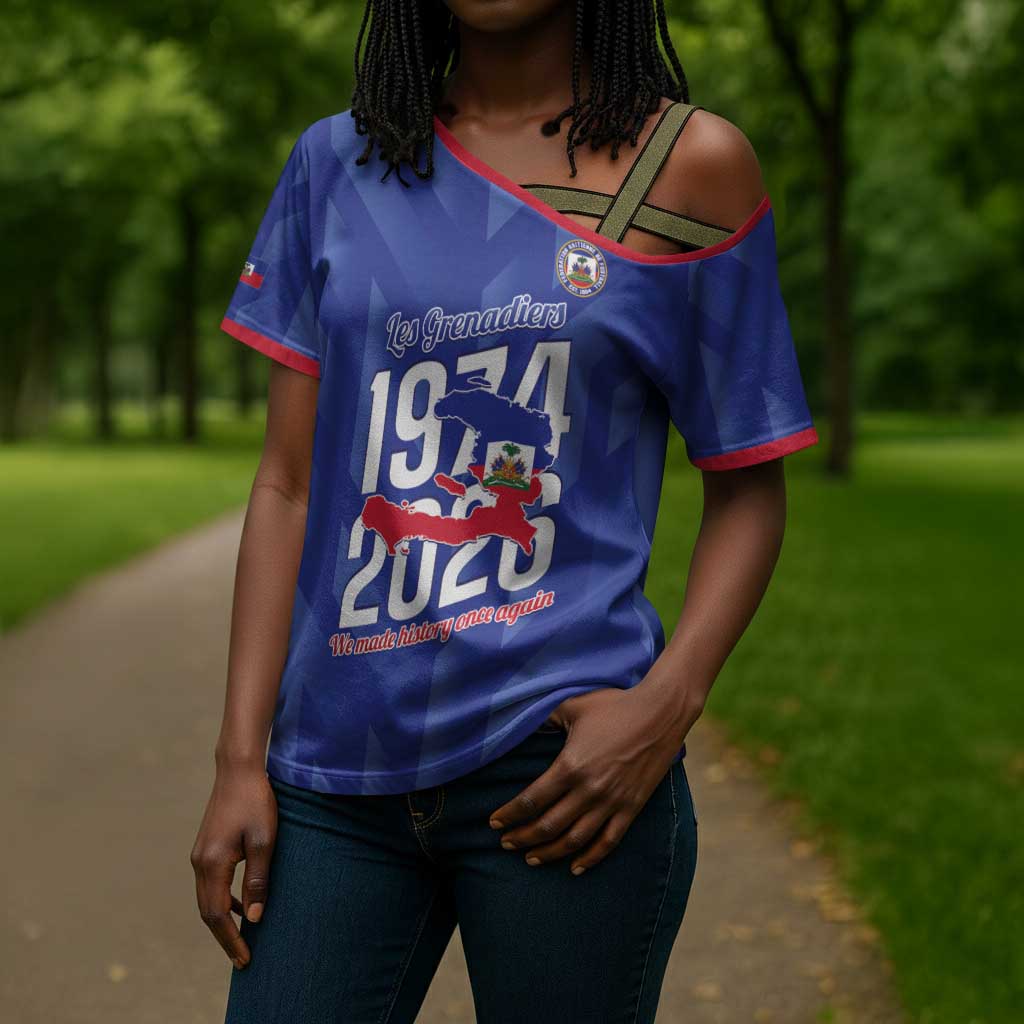 Personalized Haiti Football Cross Shoulder Shirt Les Grenadiers Made History Once Again Blue Color