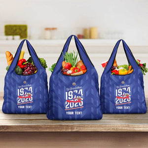 Personalized Afro Haiti Football Grocery Bag Les Grenadiers Made History Once Again Blue Color - African Pride