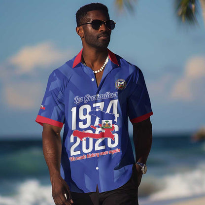 Personalized Afro Haiti Football Hawaiian Shirt Les Grenadiers Made History Once Again Blue Color - African Pride