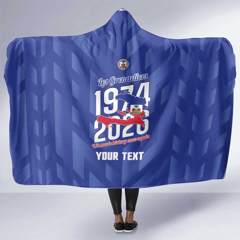 Personalized Afro Haiti Football Hooded Blanket Les Grenadiers Made History Once Again Blue Color - African Pride