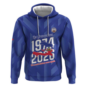 Personalized Afro Haiti Football Hoodie Les Grenadiers Made History Once Again Blue Color - African Pride