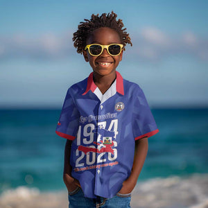 Personalized Afro Haiti Football Kid Hawaiian Shirt Les Grenadiers Made History Once Again Blue Color - African Pride