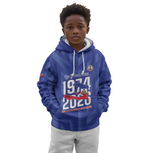 Personalized Afro Haiti Football Kid Hoodie Les Grenadiers Made History Once Again Blue Color - African Pride