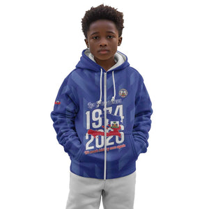 Personalized Afro Haiti Football Kid Hoodie Les Grenadiers Made History Once Again Blue Color - African Pride