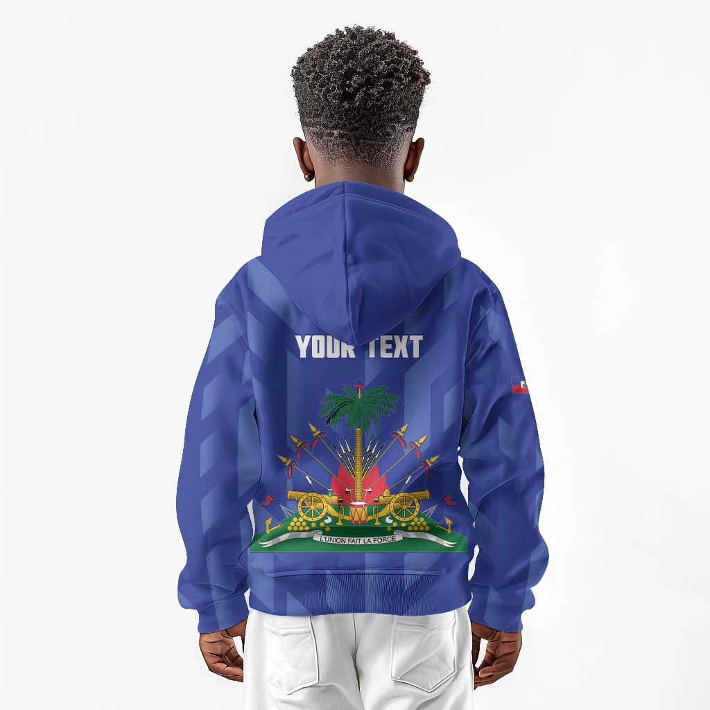 Personalized Afro Haiti Football Kid Hoodie Les Grenadiers Made History Once Again Blue Color - African Pride