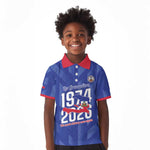 Personalized Afro Haiti Football Kid Polo Shirt Les Grenadiers Made History Once Again Blue Color LT14