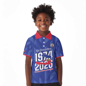 Personalized Afro Haiti Football Kid Polo Shirt Les Grenadiers Made History Once Again Blue Color - African Pride