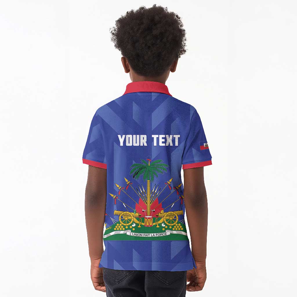 Personalized Afro Haiti Football Kid Polo Shirt Les Grenadiers Made History Once Again Blue Color LT14