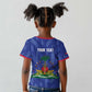 Personalized Afro Haiti Football Kid T shirt Les Grenadiers Made History Once Again Blue Color LT14