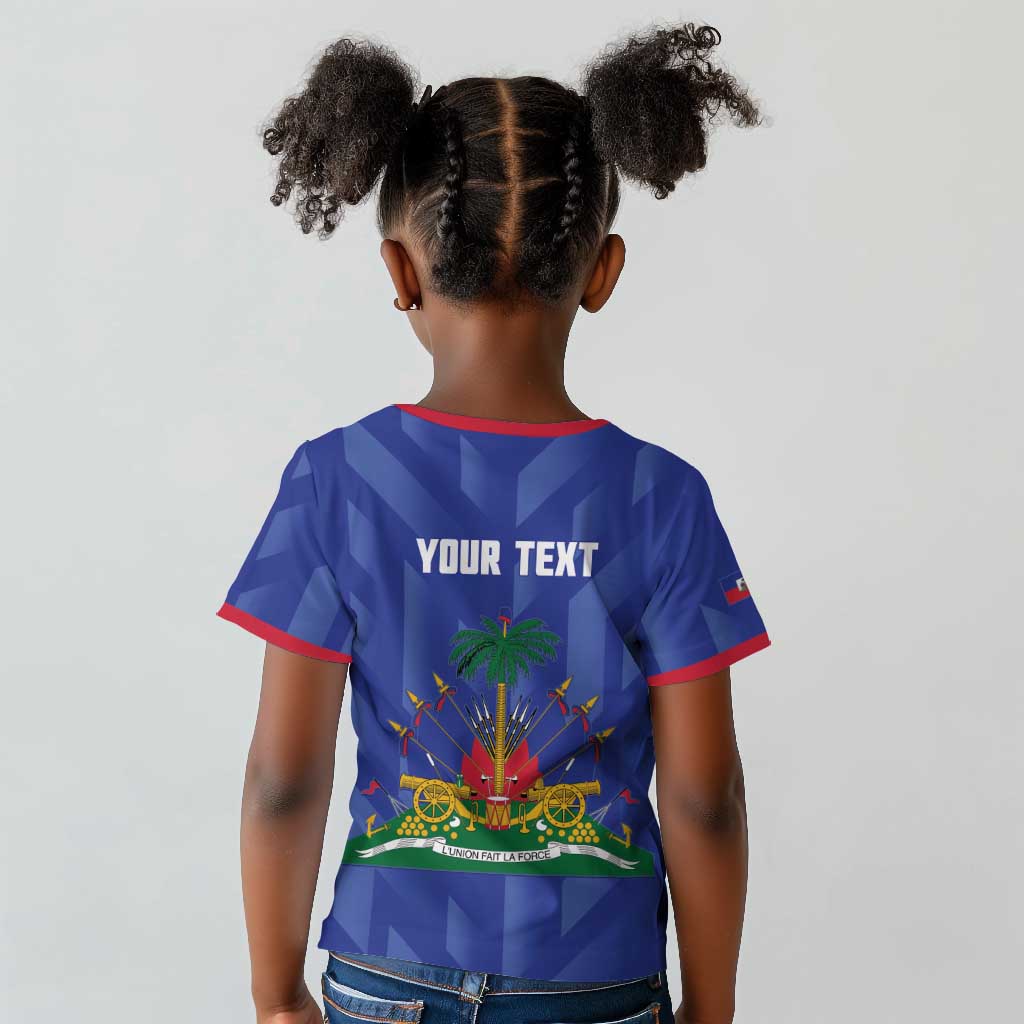 Personalized Afro Haiti Football Kid T shirt Les Grenadiers Made History Once Again Blue Color LT14