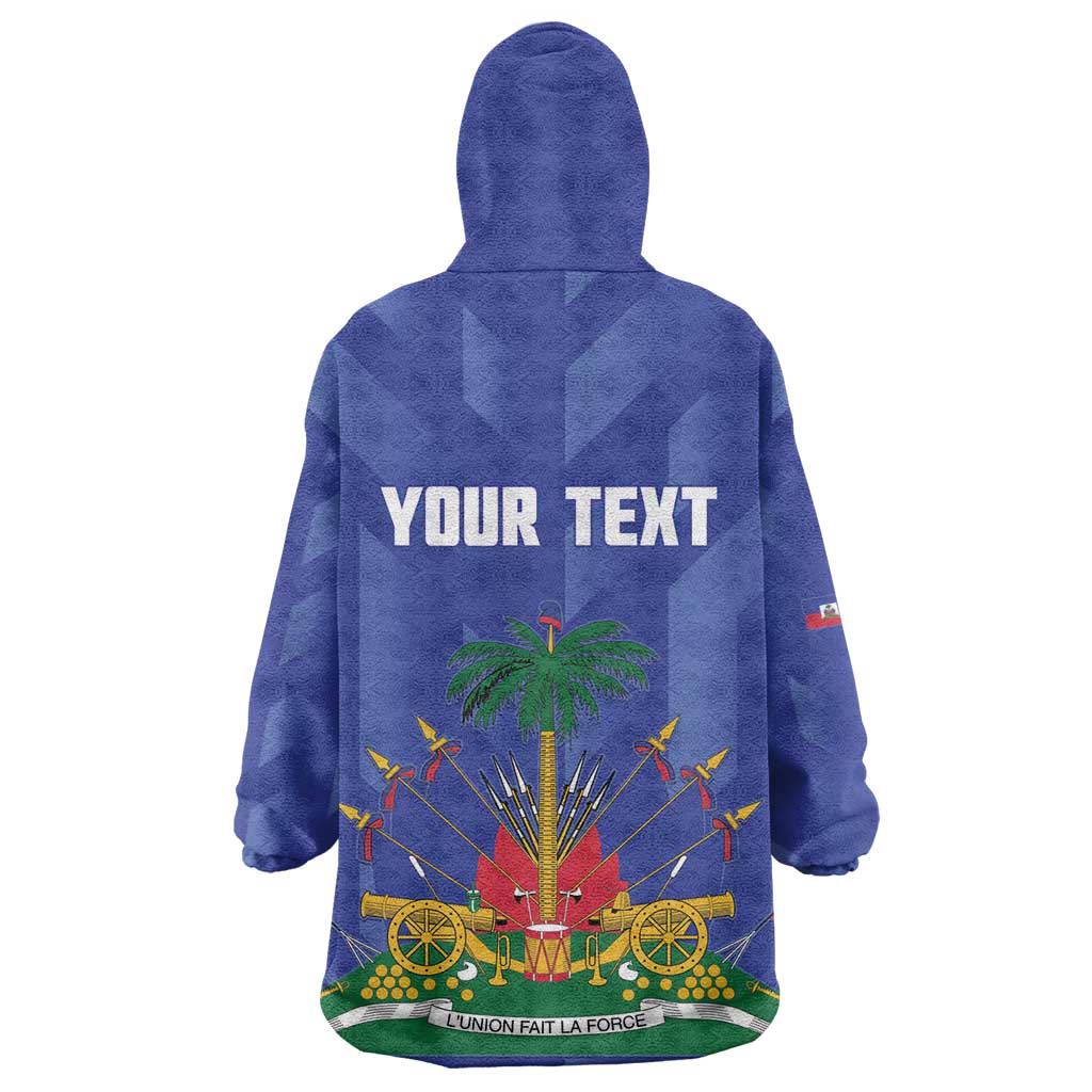 Personalized Afro Haiti Football Kid Wearable Blanket Hoodie Les Grenadiers Made History Once Again Blue Color - African Pride