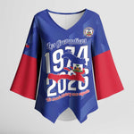 Personalized Haiti Football Kimono Sleeve Blouse Les Grenadiers Made History Once Again Blue Color