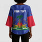 Personalized Haiti Football Kimono Sleeve Blouse Les Grenadiers Made History Once Again Blue Color