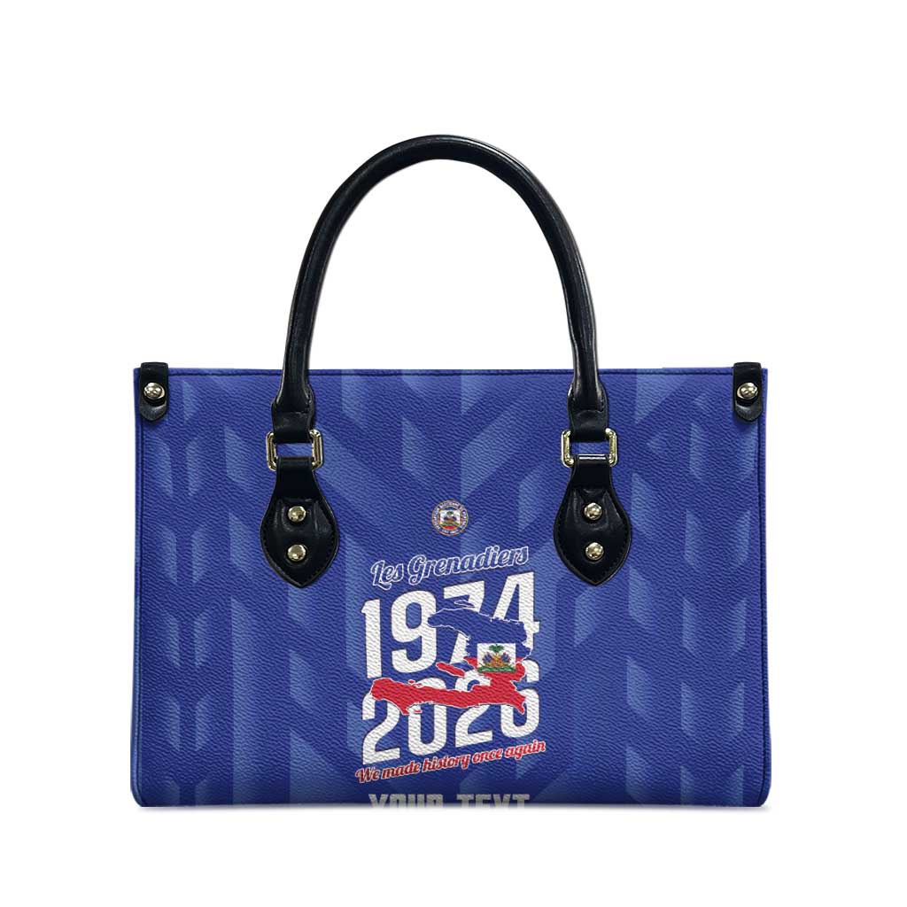 Personalized Haiti Football Leather Bag Les Grenadiers Made History Once Again Blue Color