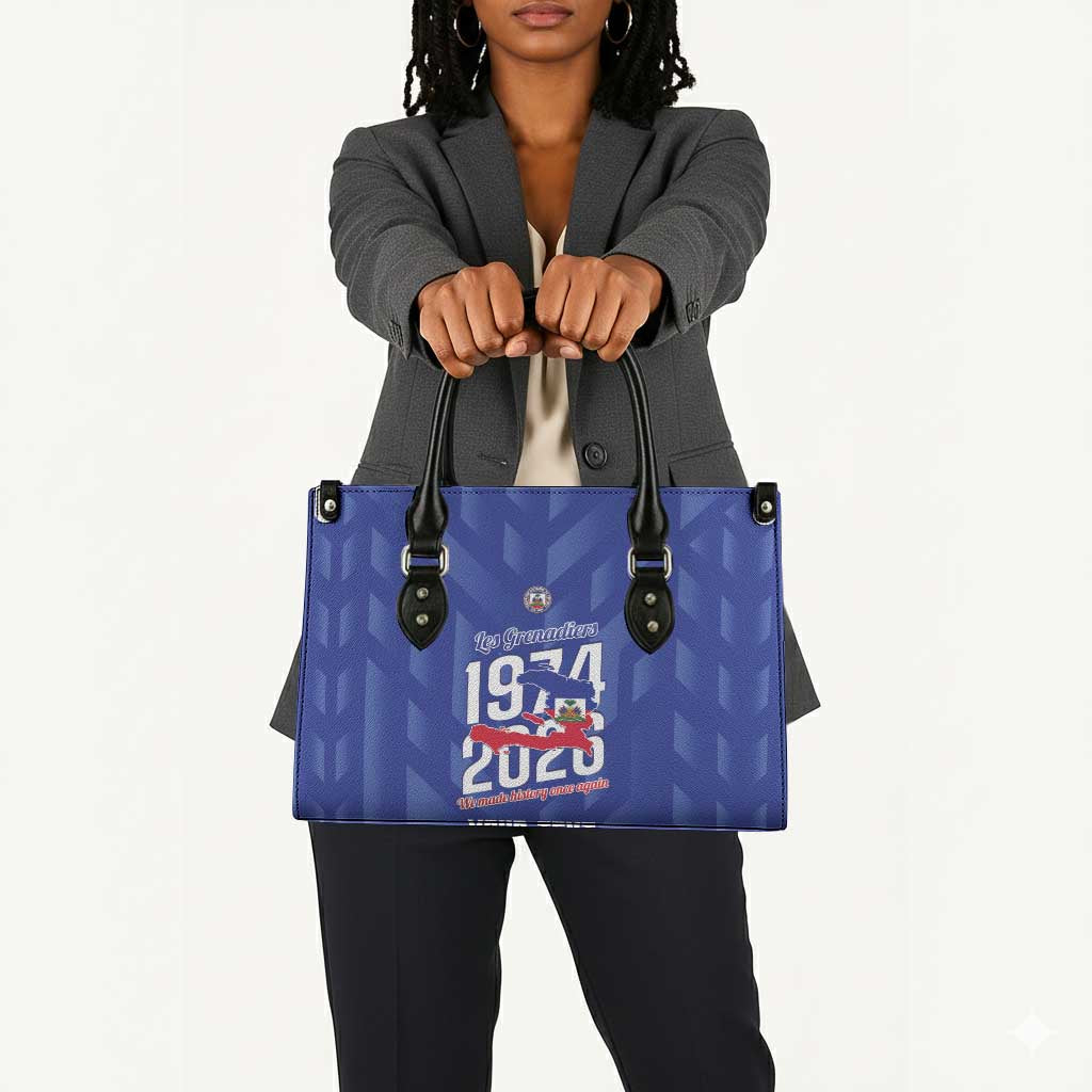 Personalized Haiti Football Leather Bag Les Grenadiers Made History Once Again Blue Color