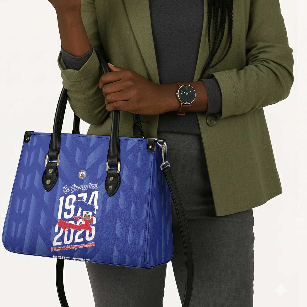Personalized Haiti Football Leather Bag Les Grenadiers Made History Once Again Blue Color