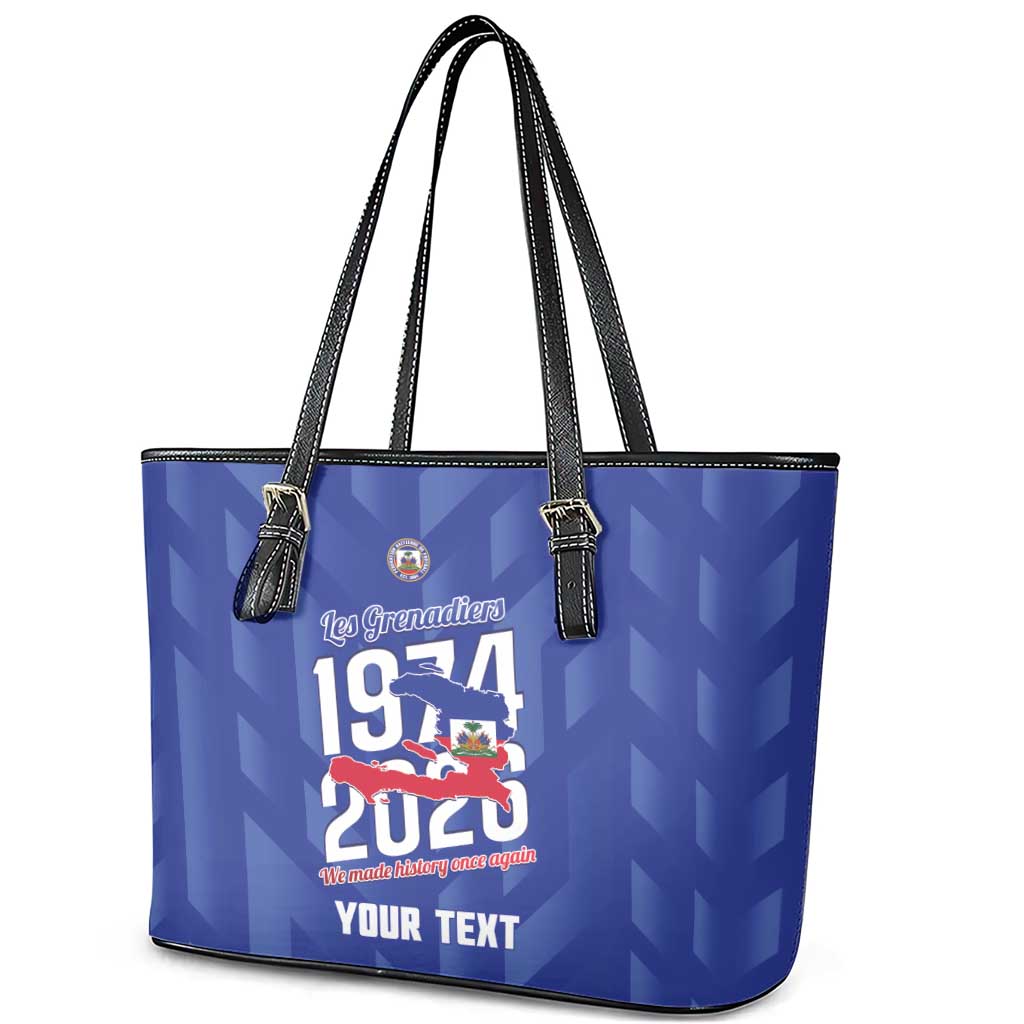 Personalized Afro Haiti Football Leather Tote Bag Les Grenadiers Made History Once Again Blue Color - African Pride