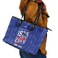 Personalized Afro Haiti Football Leather Tote Bag Les Grenadiers Made History Once Again Blue Color - African Pride