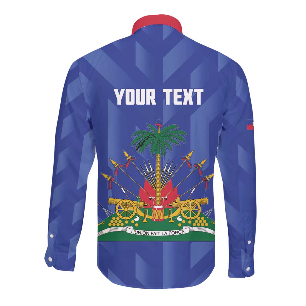 Personalized Afro Haiti Football Long Sleeve Button Shirt Les Grenadiers Made History Once Again Blue Color - African Pride