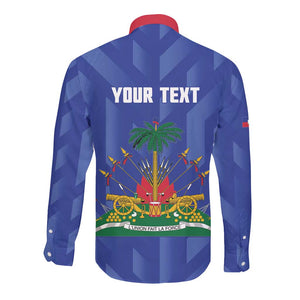 Personalized Afro Haiti Football Long Sleeve Button Shirt Les Grenadiers Made History Once Again Blue Color - African Pride