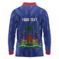 Personalized Afro Haiti Football Long Sleeve Polo Shirt Les Grenadiers Made History Once Again Blue Color - African Pride