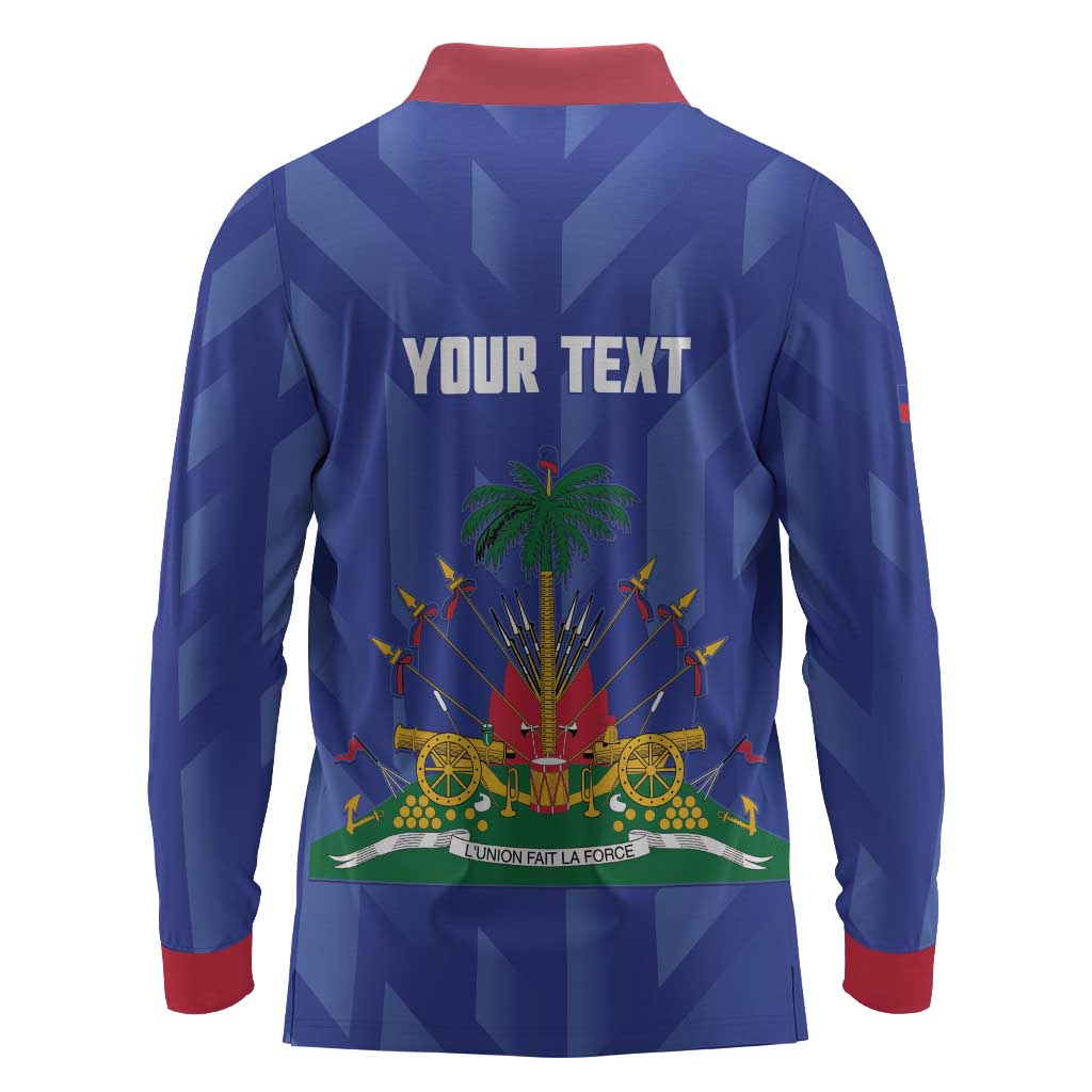 Personalized Afro Haiti Football Long Sleeve Polo Shirt Les Grenadiers Made History Once Again Blue Color - African Pride