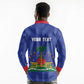 Personalized Afro Haiti Football Long Sleeve Polo Shirt Les Grenadiers Made History Once Again Blue Color - African Pride