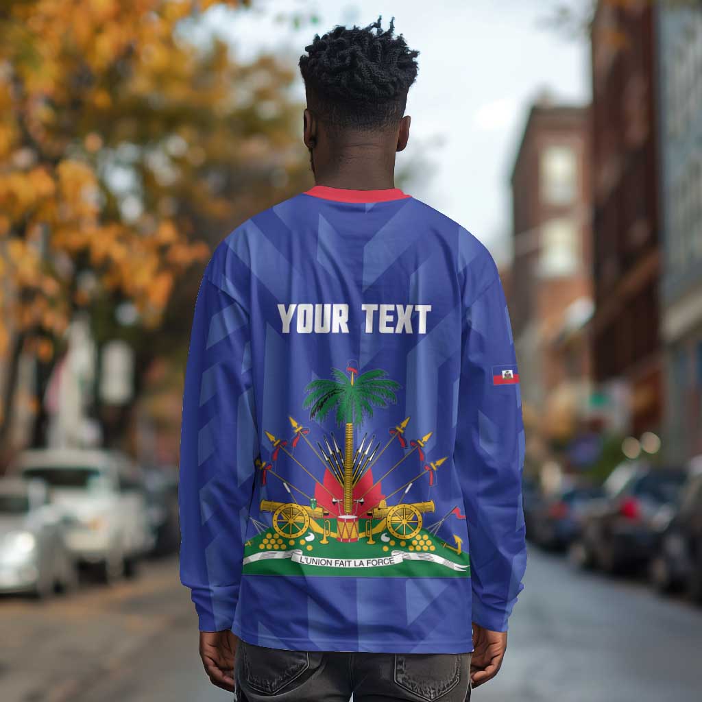 Personalized Afro Haiti Football Long Sleeve Shirt Les Grenadiers Made History Once Again Blue Color - African Pride