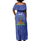 Personalized Afro Haiti Football Off Shoulder Maxi Dress Les Grenadiers Made History Once Again Blue Color - African Pride