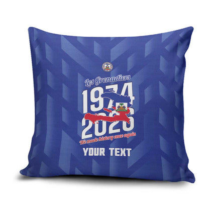 Personalized Haiti Football Pillow Cover Les Grenadiers Made History Once Again Blue Color
