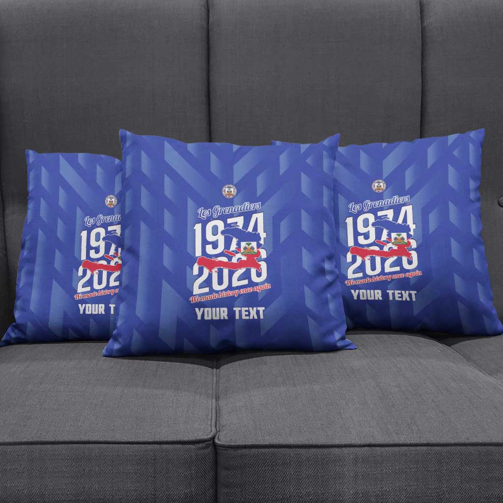 Personalized Haiti Football Pillow Cover Les Grenadiers Made History Once Again Blue Color