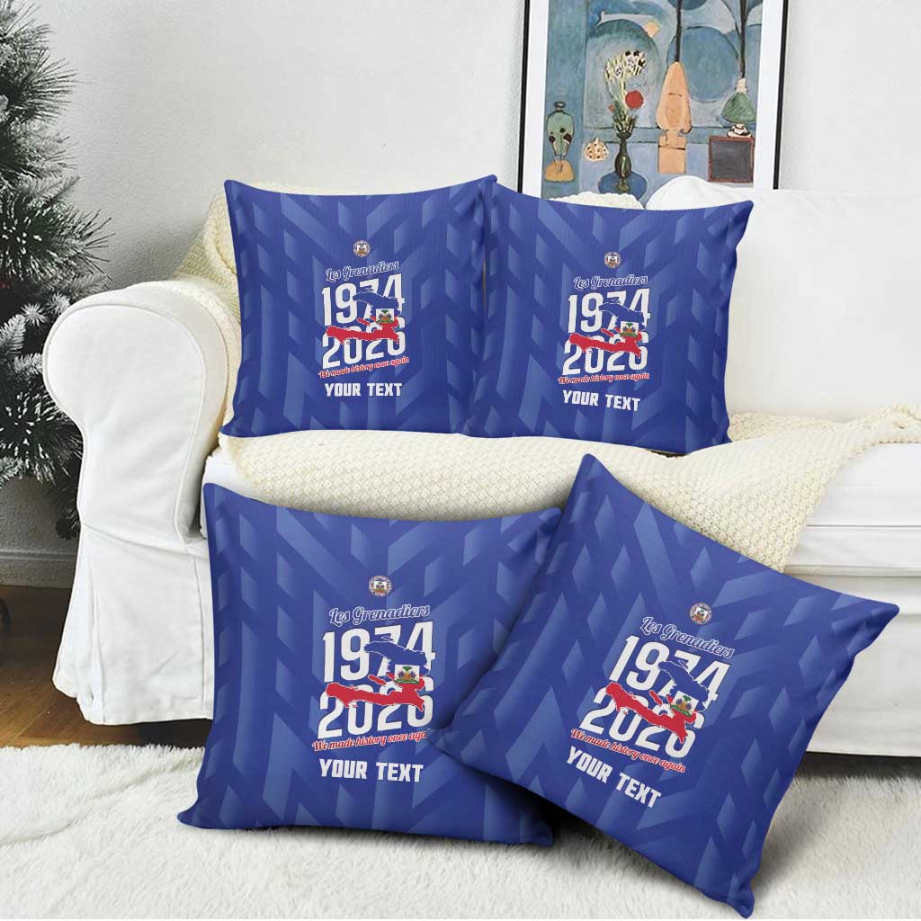 Personalized Haiti Football Pillow Cover Les Grenadiers Made History Once Again Blue Color