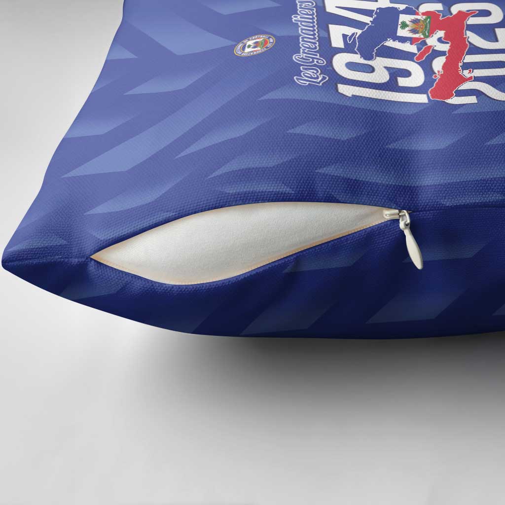 Personalized Haiti Football Pillow Cover Les Grenadiers Made History Once Again Blue Color