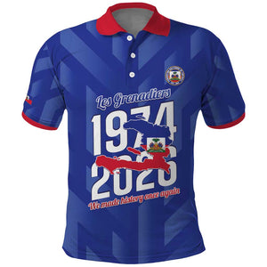 Personalized Afro Haiti Football Polo Shirt Les Grenadiers Made History Once Again Blue Color - African Pride