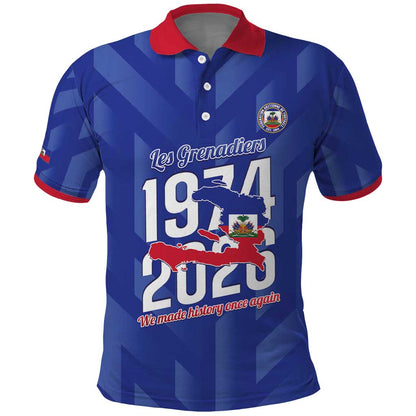 Personalized Afro Haiti Football Polo Shirt Les Grenadiers Made History Once Again Blue Color - African Pride