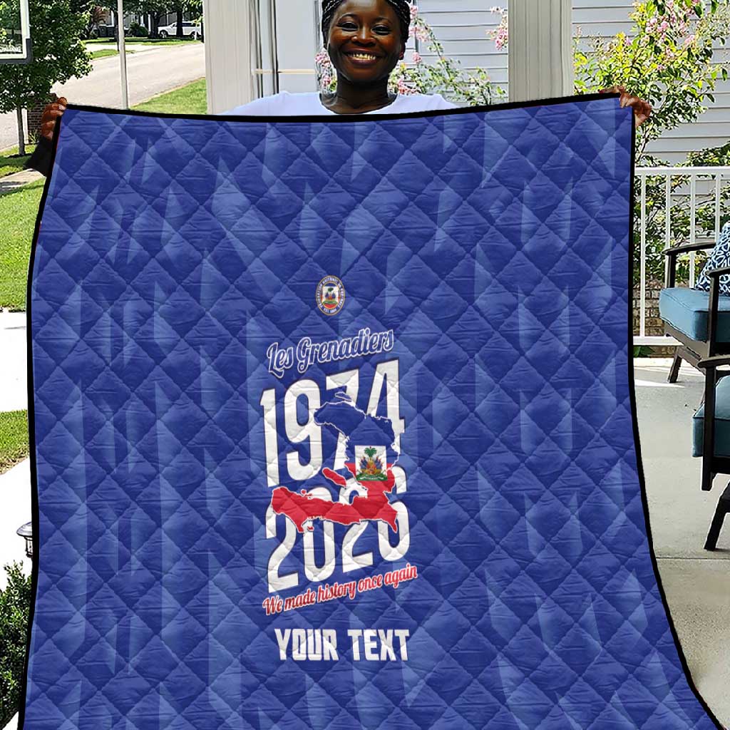 Personalized Afro Haiti Football Quilt Les Grenadiers Made History Once Again Blue Color - African Pride