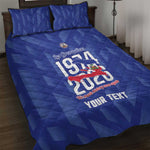 Personalized Afro Haiti Football Quilt Bed Set Les Grenadiers Made History Once Again Blue Color - African Pride