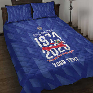 Personalized Afro Haiti Football Quilt Bed Set Les Grenadiers Made History Once Again Blue Color - African Pride