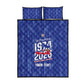 Personalized Afro Haiti Football Quilt Bed Set Les Grenadiers Made History Once Again Blue Color - African Pride