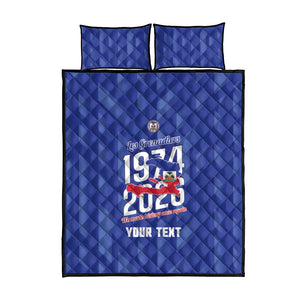 Personalized Afro Haiti Football Quilt Bed Set Les Grenadiers Made History Once Again Blue Color - African Pride
